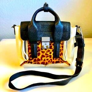 3.1 PHILLIP LIM Pashli Leopard Fur Leather Mini Crossbody Satchel Bag MSRP $1075